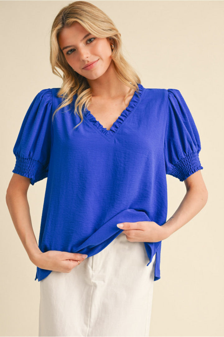 Puffed Sleeve Blouse in Royal
