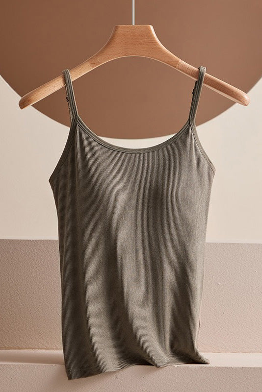 Taupe Camisole Tank with Built-in Bra
