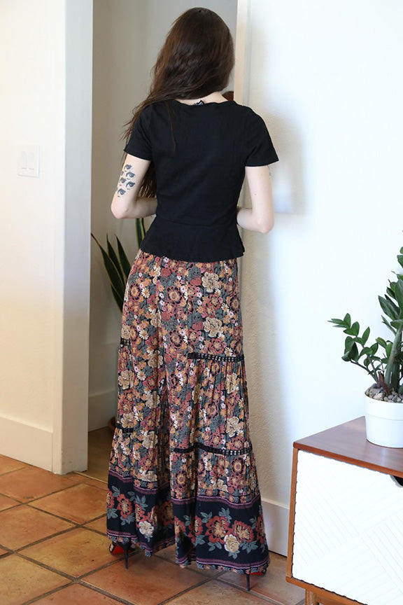 Wide Leg Pant with Lace Insert