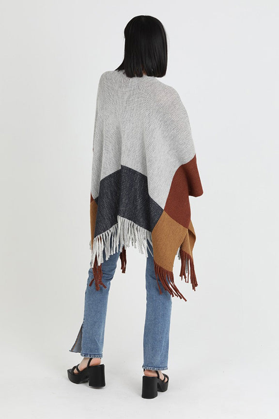 Colorblock Wrap Shawl Sweater