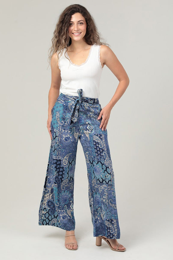 Wide Leg Pant with Tie Waist