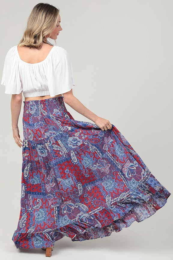 A-Line Tiered Maxi Skirt