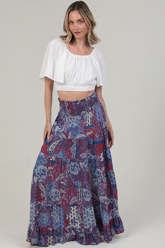 A-Line Tiered Maxi Skirt