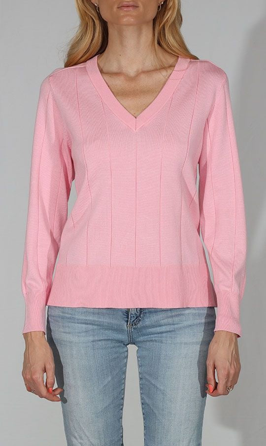 Jersey panel v-neck sweater
