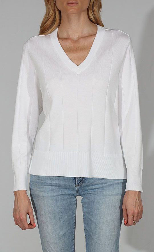 Jersey panel v-neck sweater
