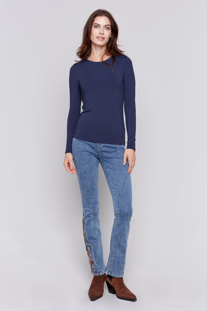 Super Stretch Knit Top Navy