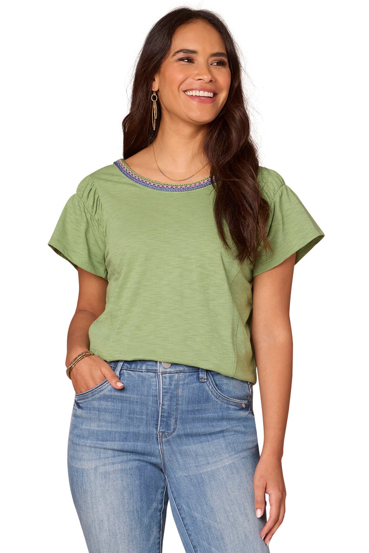 Flutter Sleeve Crochet Neck Top