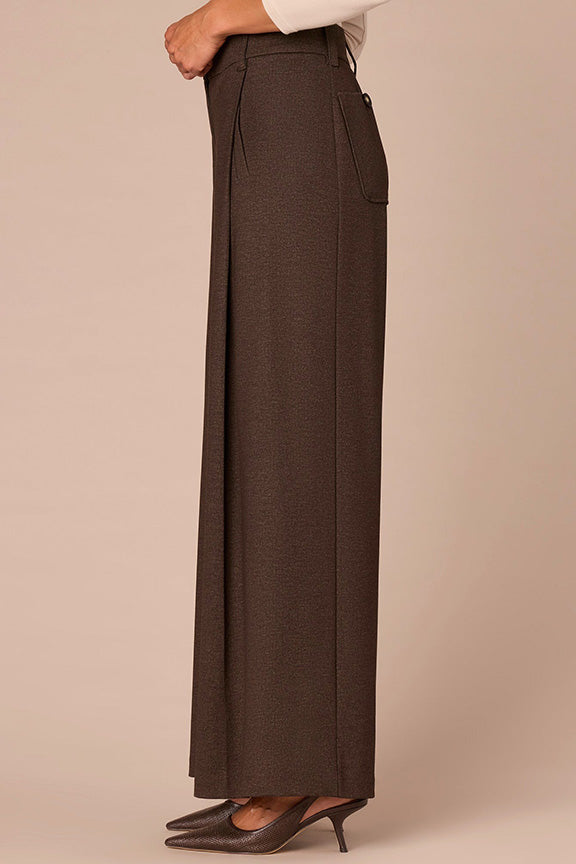 Pleated Wide Leg Trouser in Cold Brew
