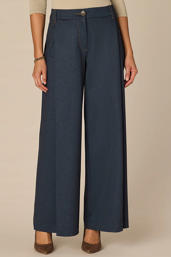 Pleated Wide Leg Trouser in Indigo
