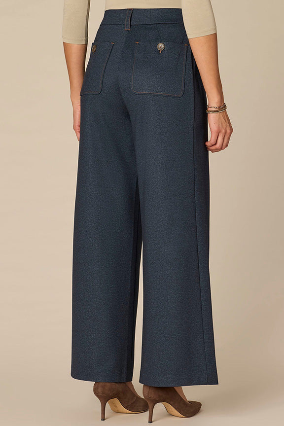 Pleated Wide Leg Trouser in Indigo