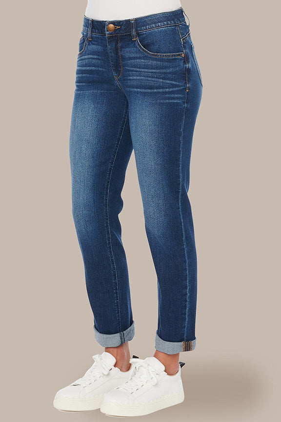 Girlfriend Cuffed Blue Denim Jean