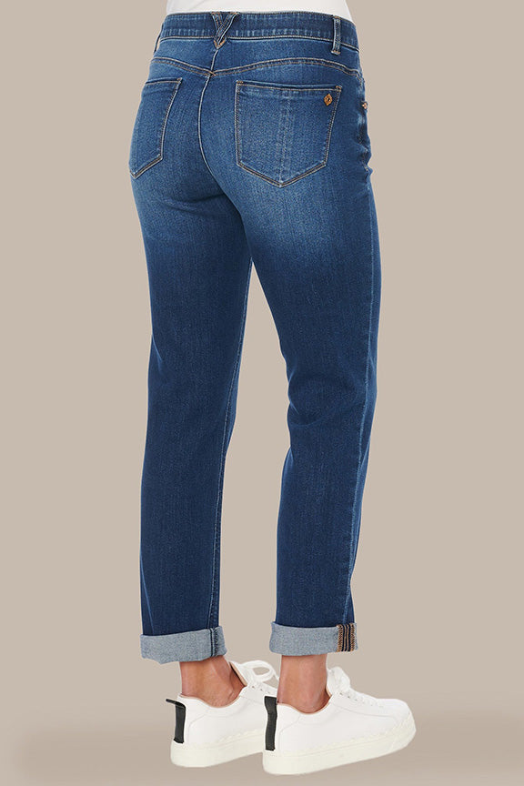 Girlfriend Cuffed Blue Denim Jean