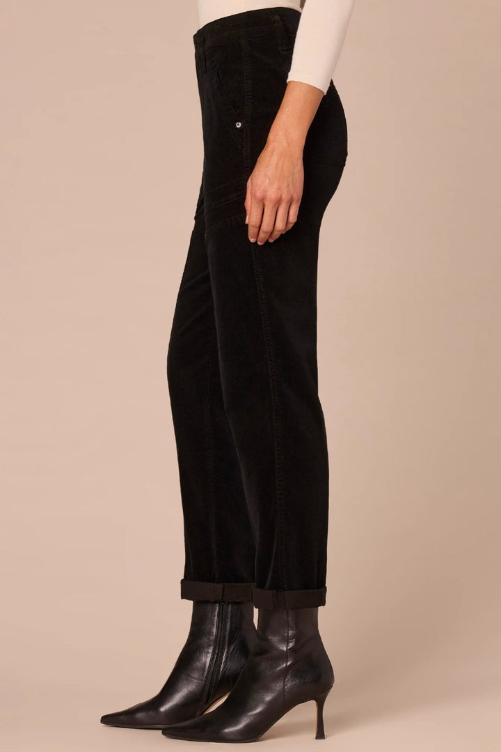Skyrise Patched Utility Pant with Roll Cuff in Black