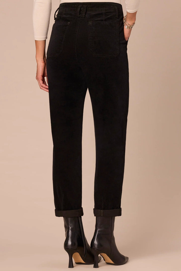 Skyrise Patched Utility Pant with Roll Cuff in Black