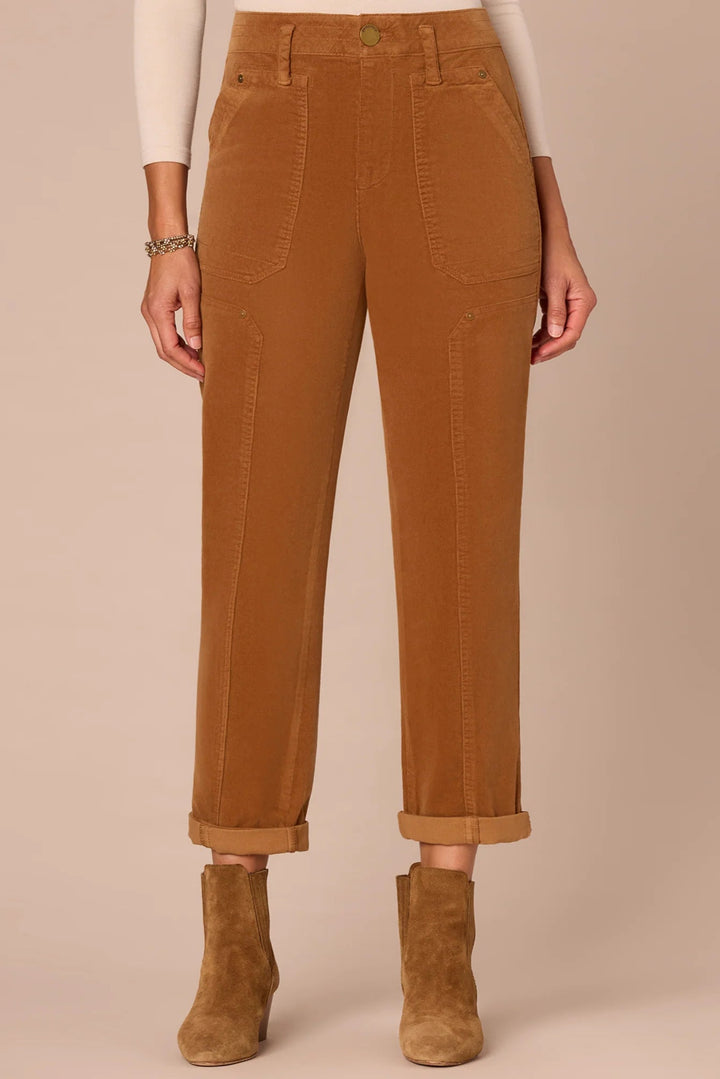 Skyrise Patched Utility Pant with Roll Cuff in Roasted Pecan