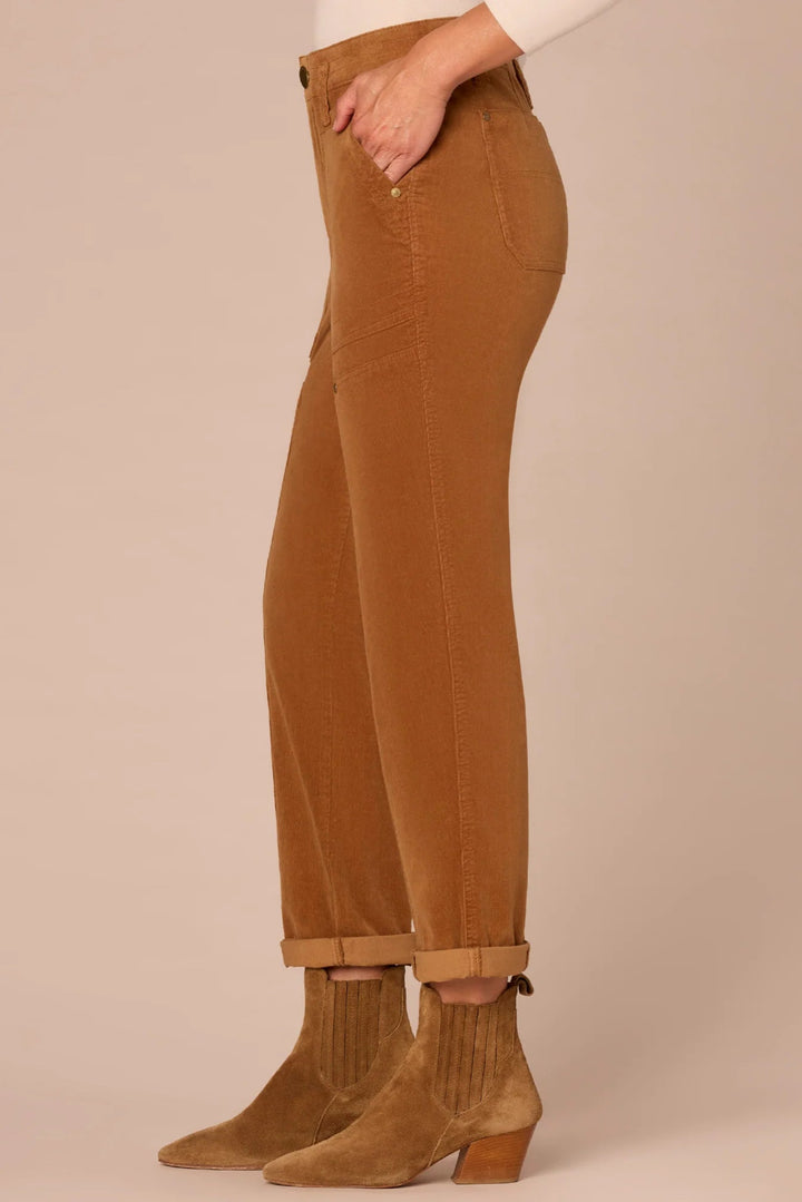 Skyrise Patched Utility Pant with Roll Cuff in Roasted Pecan