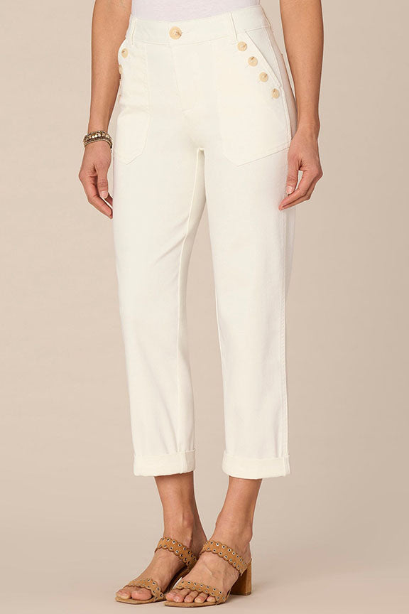 High Rise Roll Cuff Pant with Sailor Pocket