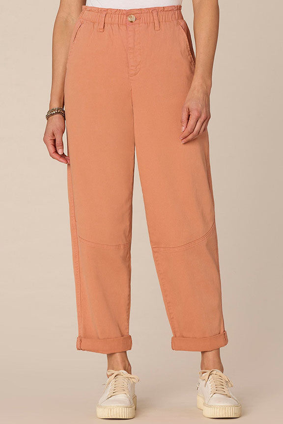 Straight Leg Roll Cuff Pant with Skyrise Paper Bag Waist
