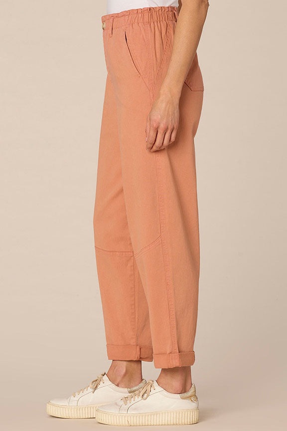 Straight Leg Roll Cuff Pant with Skyrise Paper Bag Waist