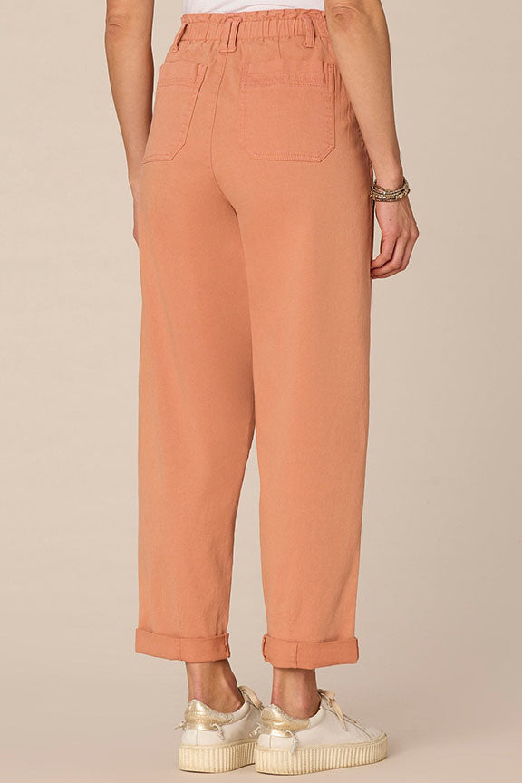 Straight Leg Roll Cuff Pant with Skyrise Paper Bag Waist