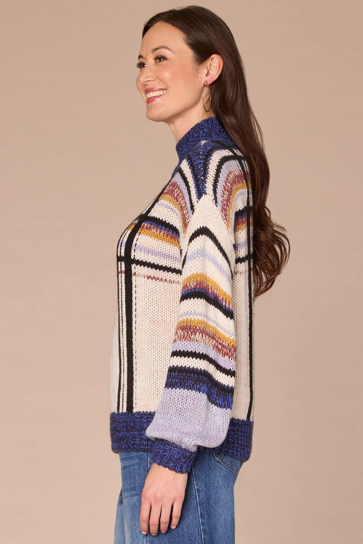 Long Sleeve Mock Neck Stripe Sweater