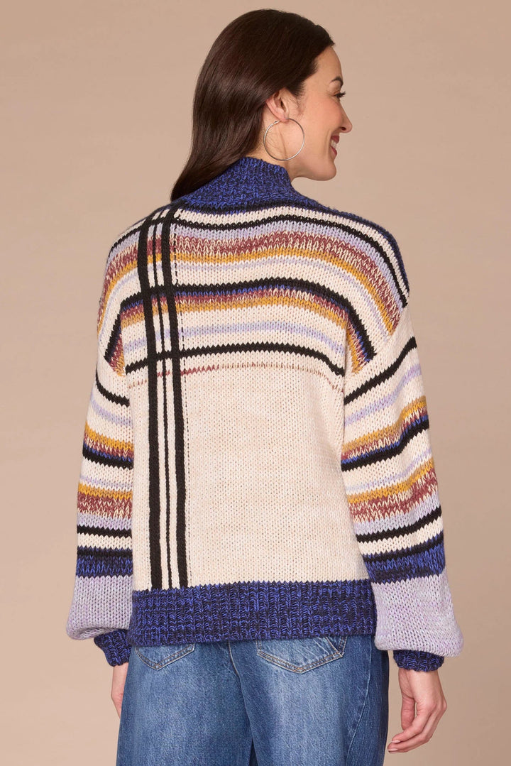 Long Sleeve Mock Neck Stripe Sweater