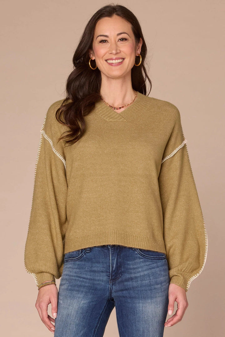 Blanket Stitch Dolman Sleeve Sweater