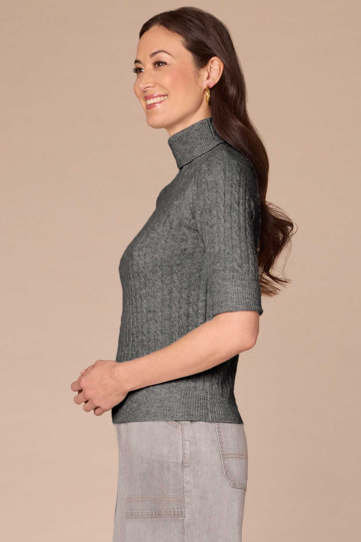 Elbow Sleeve Turtle Neck Sweater in Charcoal