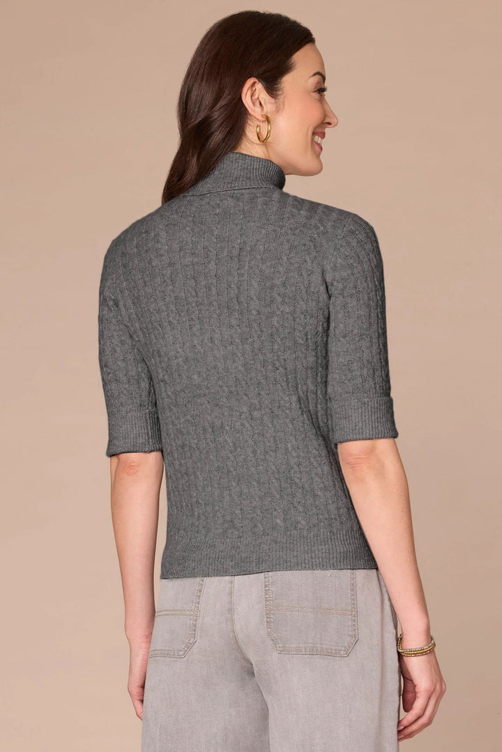 Elbow Sleeve Turtle Neck Sweater in Charcoal