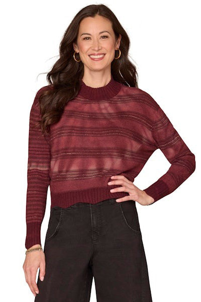 Tie Dye Stripe Sweater in Rum Raisin