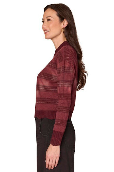 Tie Dye Stripe Sweater in Rum Raisin