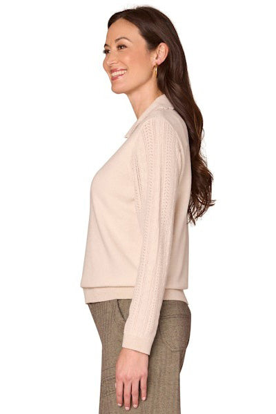 Knit Sweater with Scallop Crochet Neckline and Sleeve