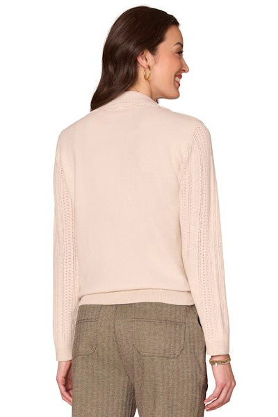 Knit Sweater with Scallop Crochet Neckline and Sleeve