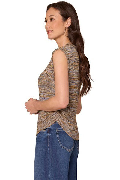 Sleeveless Sweater with Side Ruching