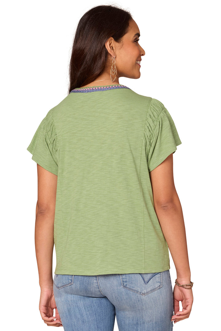 Flutter Sleeve Crochet Neck Top