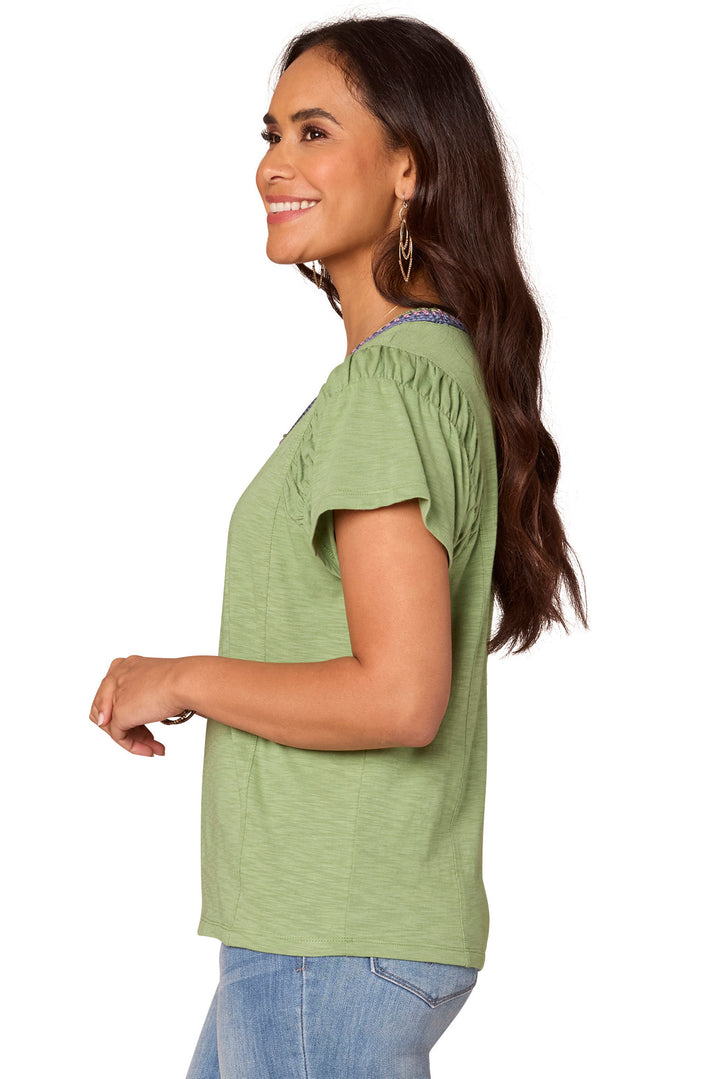 Flutter Sleeve Crochet Neck Top