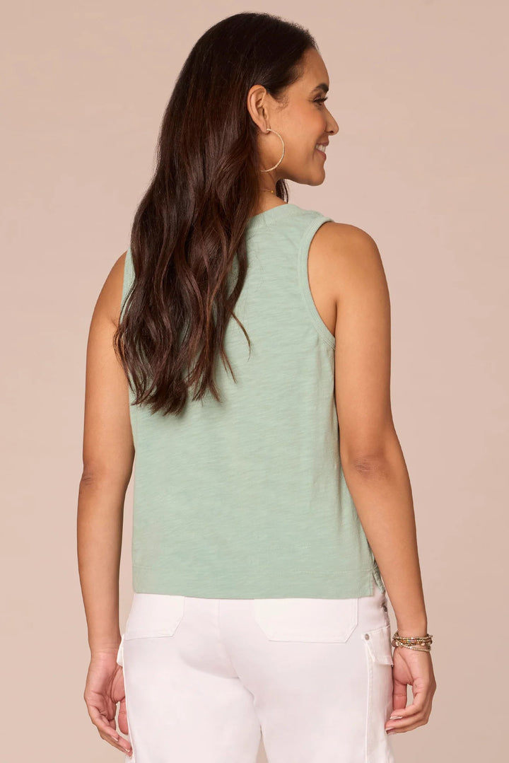 Green Slit Scoop Neck Tank