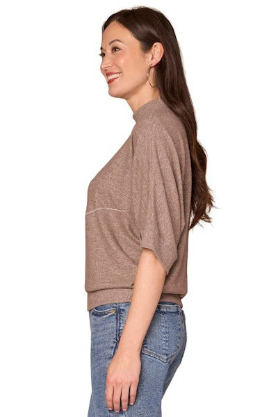 3/4 Sleeve Dolman Sweater in Heather Brown