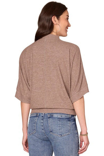 3/4 Sleeve Dolman Sweater in Heather Brown