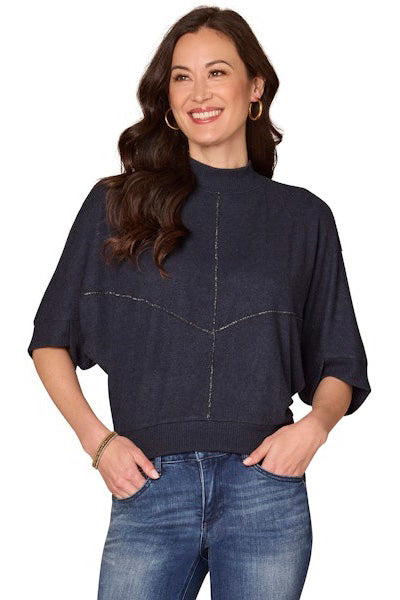 3/4 Sleeve Dolman Sweater in Navy