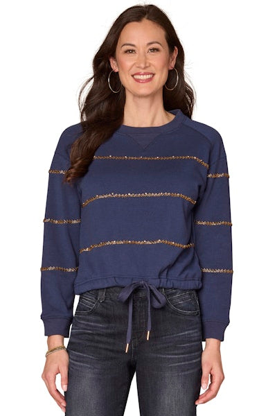 Beaded Stripe Sweatshirt
