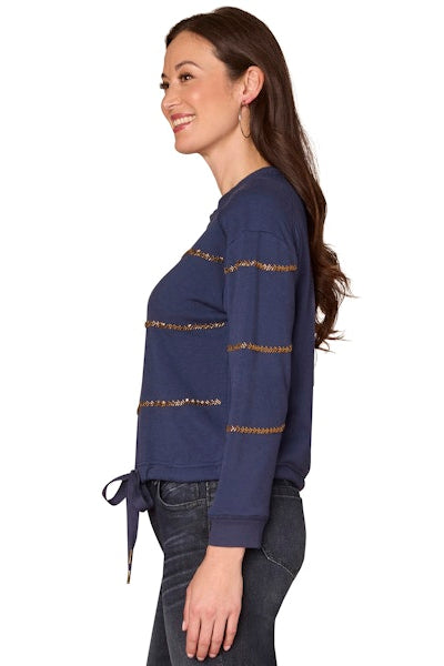 Beaded Stripe Sweatshirt