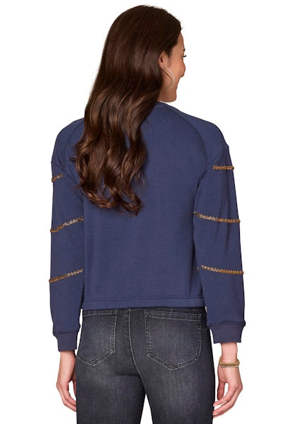 Beaded Stripe Sweatshirt