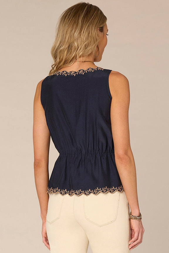 Sleeveless Embroidered Tank Top