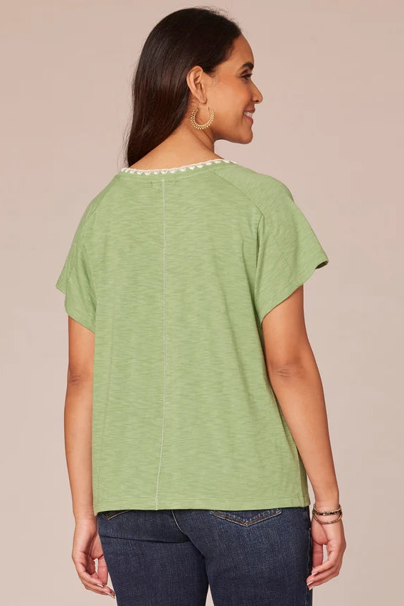 SS Embroidered Pocket Knit Boyfriend Tee