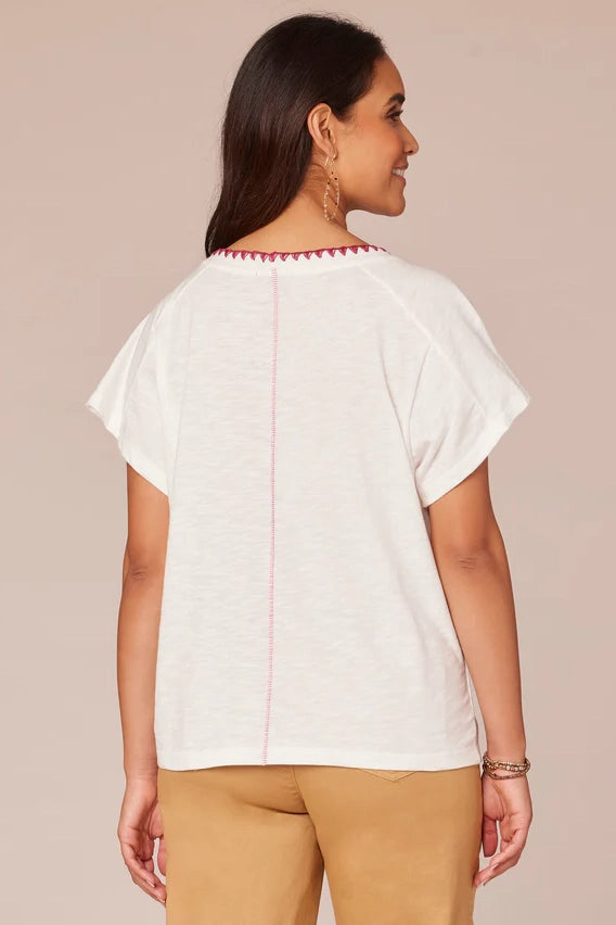 SS Embroidered Pocket Knit Boyfriend Tee