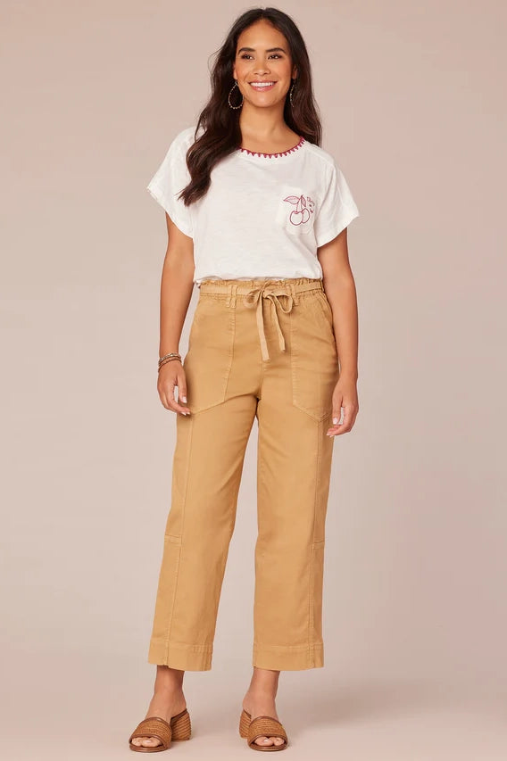 SS Embroidered Pocket Knit Boyfriend Tee