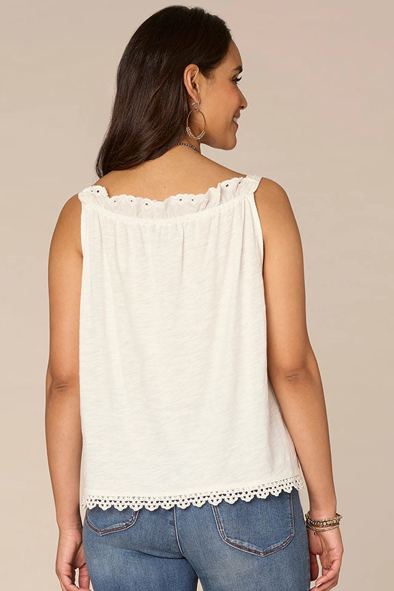 Wide Strap Embroidered Tank Top