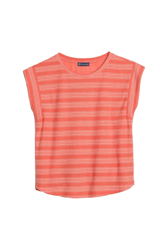 Cap Sleeve Embroidered Stripe Top