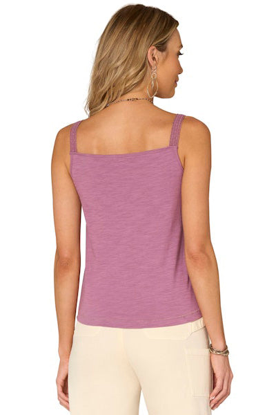 Crochet V-Neck Tank in Mulberry